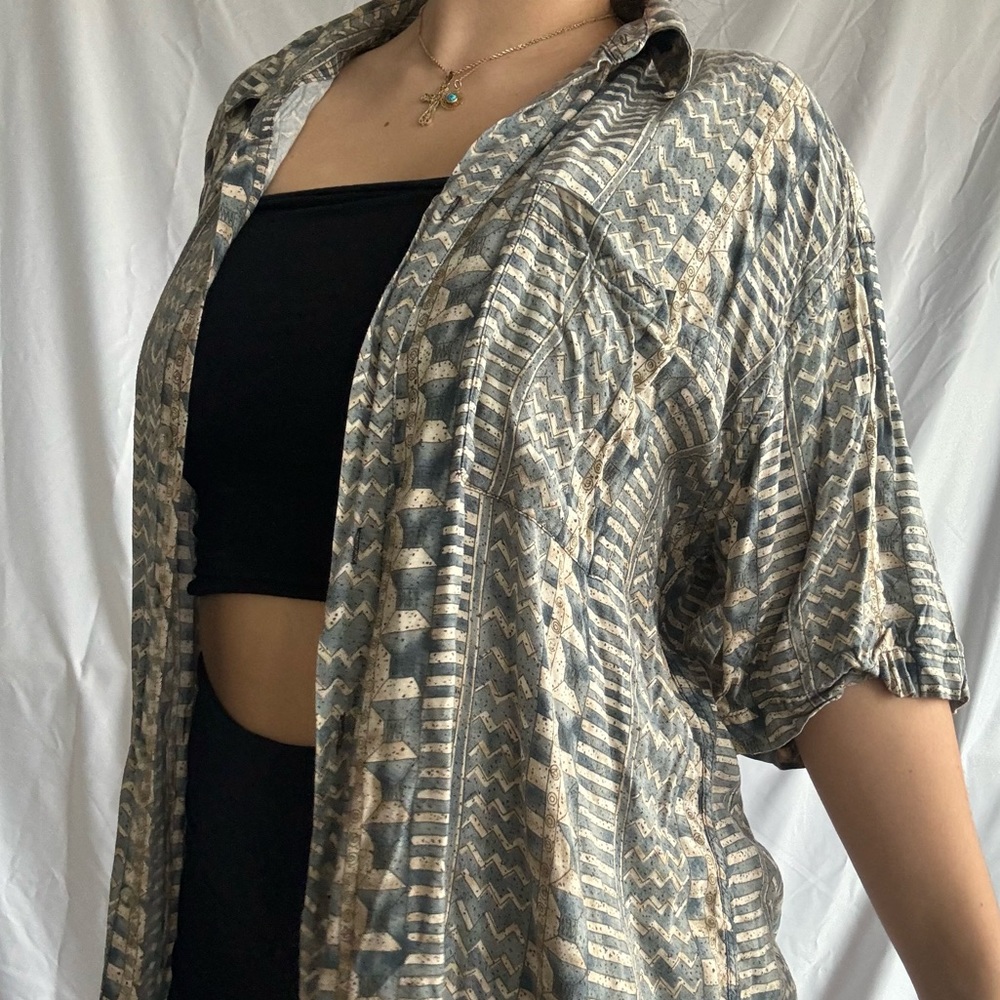 Pierre Cardin Patterned Button Down Top - image 1